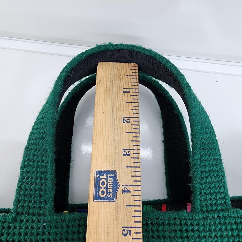 VTG Handmade Needlepoint Tote Bag Floral Canvas Plastic Purse Craft Knit 11x9 - Picture 14 of 15